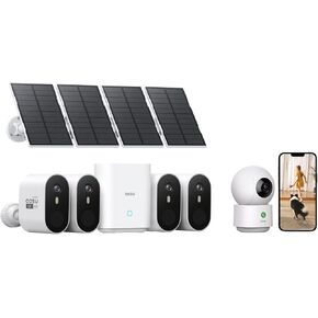 AOSU SolarCam Pro System 4-Kit + 2K Indoor Camera - No Monthly Fee
