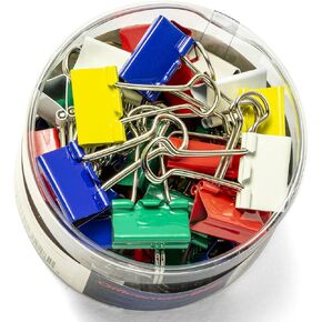 Officemate Small Binder Clips, Assorted Colors, 36 Clips per Tub (31028)