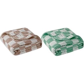 Ultra-Soft Muslin Baby Blanket 2 Pack (Green and Coffee)