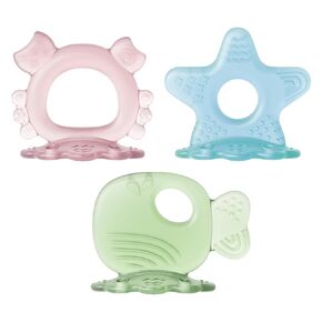 3-Pack Baby Teething Toys for 0-6 6-12 Months, BPA-Free Silicone Animal & Starfish Teethers, Infant Gum Relief Teething Rings, Easy-to-Hold Chew Toys for Boys & Girls (Sea Animals)