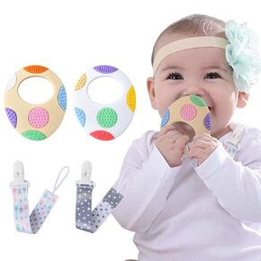 Baby Teething Toy, 2 Packs Silicone Teething Mitten for Babies Over 3 Months Anti Dropping Wrist Hand Teethers Baby Chew Toys for Sucking Needs and Soothe Babies Sore Gums, BPA Free