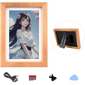 Waveshare 7.3inch E6 Full Color E-Paper with Solid Wood Photo Frame, Ultra-Long Standby, 800 × 480 Resolution, Batteries NOT Included