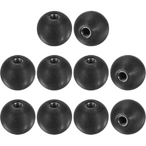 10-Pack Threaded Ball Knobs, M10 Female Thread 35mm Dia. Thermoset Ball Knob for Lathe/Machine/Lawn Mowers, Round Phenolic Steel Insert Lever Handle [Black]