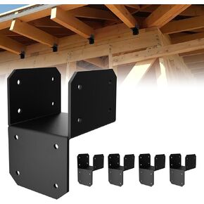 8 Pcs Black Joist Anchor Connector, Post Caps Tie Bracket for 2"x 4", Steel Mounting Joist Hanger Brackets, Truss to Beam Connector Roof Tie Header Hanger for Supporting Beams Rafters