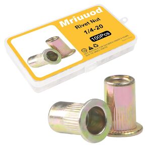 Rivet Nuts Kits,230Pcs M3 M4 M5 M6 M8 M10 M12 Metric Rivet Nuts,Zinc Plated Carbon Steel Rivet Nut Flat Head Threaded Insert Nutsert