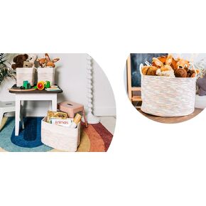 Extra Large Woven Basket + Set of 3 Basket for Storage - RAINBOW