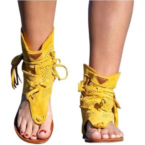 Flip Flops Sandals Fringes Thong Flats Shoes For Women Suede Tassels Womens Retro Casual Tassel Sandals