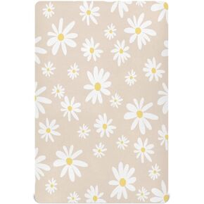 Kigai Daisy on Beige Crib Sheet for Boys and Girls Jersey Knit Fitted Crib Sheet Cozy Soft Breathable Baby Crib Sheet Standard Baby Sheet and Toddler Bed Sheet, 28 x 52 in