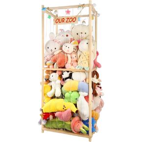 Large Stuffed Animal Storage Wooden Stuff Animal Cage 63" Stuffed Animal Holder Kids Plush Toys Organizer Stuffed Animal Zoo Stuffed Animal Display for Playroom Bedroom Nursery Room
