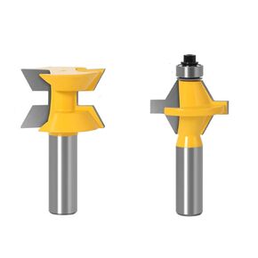 1/2 Inch Shank Router Bit Set 120 Degree Tongue Groove Router Bit Set with Edge Banding Woodworking Groove Chisel Cutter Tools