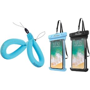 JOTO [2 Pack Floating Strap for Waterproof Underwater Camera Bundle with ProCase [2 Pack] Universal Waterproof Case for Phones up to 7"