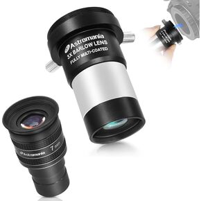Astromania Telescope Eyepiece 7mm, Wide Angle 58 Degree - Bundle with - 3X Barlow Lens 1.25 inch
