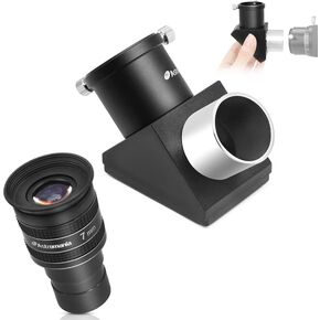 Astromania Telescope Eyepiece 7mm, Wide Angle 58 Degree - Bundle with - 1.25" 90-Degree Diagonal Mirror