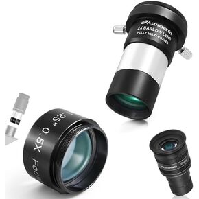 Astromania Telescope Eyepiece 6mm, Wide Angle 58 Degree - Bundle with - 0.5X Focal Reducer&1.25" 2X Barlow Lens