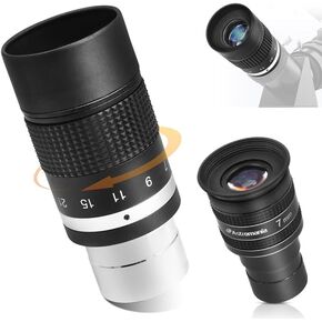Astromania Telescope Eyepiece 7mm, Wide Angle 58 Degree - Bundle with - Zoom Eyepiece for Telescope 7-21mm