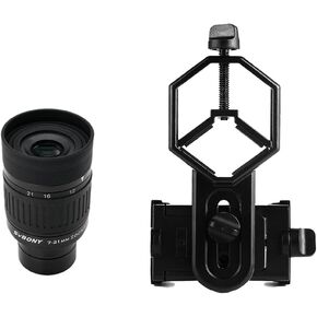 SVBONY SV135 1.25" 7 to 21mm Zoom Eyepiece Bundle with Universal Cell Phone Adapter Mount (2 Items)