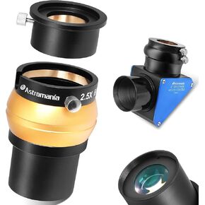 Astromania 2" 90-Degree Diagonal 99% - Bundle with - 2" 2.5X Barlow Lens Allows The Use of Both 2" and 1.25" Eyepieces