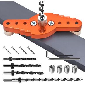 Floating Shelf Bracket Dowel Jig Kit with 1/2" x 11.81" Drill Bit, Self-centering Scriber,Straight Hole Drill Guide, Woodworking Tools for Installing Floating Shelf Hidden Bracket