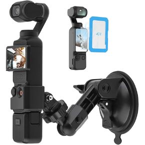 Pocket 3 Suction Cup Mount & Screen Protector Bundle, Car Windshield Holder Kit with Expansion Adapter and Tempered Glass Screen Protector Film for DJI Osmo Pocket 3 Creator Combo Accessories