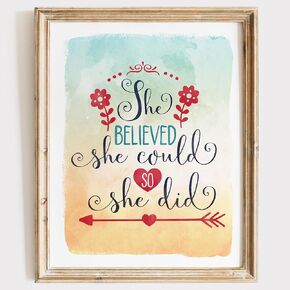 She Believed She Could So She Did Art Print - Unframed - 8x10