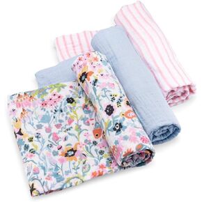 Parker Baby Co. Swaddle Blankets - Pack of 3 of 100% Cotton Muslin Swaddle Blankets for Baby Boys and Girls - Unisex/Gender Neutral - Classics Set in Kuwait