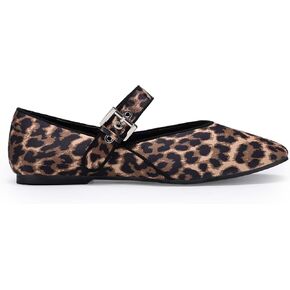 Women Leopard Ballet Flats Mary Jane Leopard Flats for Women Leopard Mary Jane Flats with Buckle Strap Comfortable Leopard Ballerina Flat Shoes
