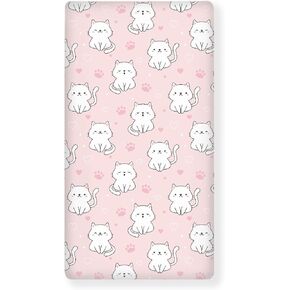 Cats Baby Crib Sheets for Boys Girls Pink Fitted Crib Sheet for Standard Crib and Toddler Mattress Cute Animal Baby Mattress Sheets Toddler Bed Sheet 52x28x8 in