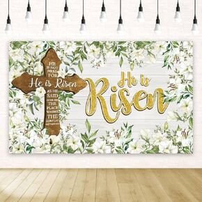 Happy Easter Backdrop for Photography He is Risen Decorations Easter Christian Cross Resurrection Decorations and Supplies for Home Party