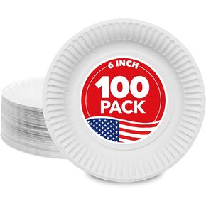 Stock Your Home 6-Inch Paper Plates Uncoated, Everyday Disposable Dessert Plates 6" Paper Plate Bulk, White, 500 Count