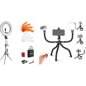 Neewer Ring Light 18inch Kit: 55W 5600K LED Professional LED مع حامل وقوف للهاتف لـ Tattoo Lash Barber Makeup Lighting Lighting ، RL-18 مع T91 مرنة ترايبود