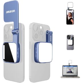 Amaran Go Magnety Selfie Phone Light ، متوافق مع مغناطيس Magsafe & Qi2 ، مصدر مصباح LED مزدوج مع ضوء مرآة قابل للتعديل و CCT (2700k-6500k) ، لصور شخصية ، المكياج ، وإنشاء المحتوى (الأزرق)