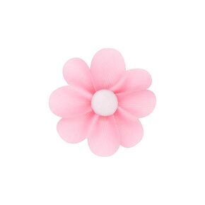Wee Ones Girls' Grosgrain Sweetheart Petal Flower with Button Center Hair Clip, Pearl/White