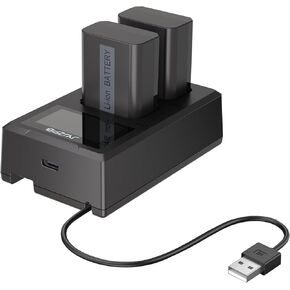 JYJZPB 2 Pack NP-FW50 Batteries 1300mAh and 1PCS Dual USB Charger with Built in Cable for Sony Alpha A6000 ZV-E10 A6400 A7II A5100 A6500 A6300 A6100 A7 A7RII A7SII A7S A7S2 A7R A7R2 Camera