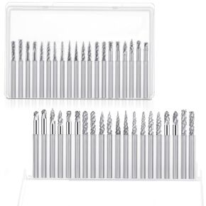 40 Pcs Solid Carbide Burr Set with 1/8" (3.17mm) Shank Double Cut Carbide Rotary Burrs with Clear Storage Case for Die Grinder Rotary Drill Tool Woodworking Engraving Carving Polishing