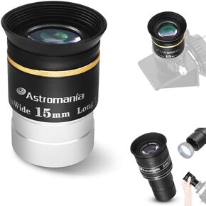 Astromania Telescope Eyepiece 5mm, Wide Angle 58 Degree - Bundle with - 66 Degree Ultra Wide 15mm