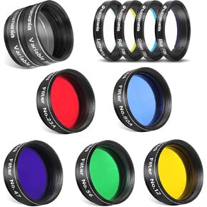 Astromania Deluxe Telescope LRGB 1.25 Inch Filter Set - Bundle with - 1.25-Inch Telescope Eyepiece Filter Set(6 Pieces)