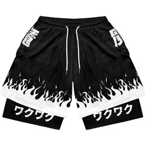 Men's 2 in 1 Basketball Shorts Tropical Graphic Drawstring Waist Workout Athletic Gym Shorts with Liner in Kuwait