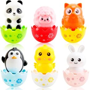 6 Pack Easter Tumbler Wobbler Toy Musical Tummy Time Enlightenment Toys Roly Poly Baby Early Education Toys for Kids Toddler Boys Girls Easter Toy, 6 Styles