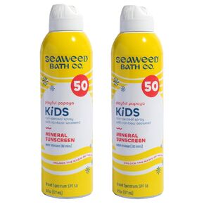Seaweed Bath Co. Kid's on the Move Mineral SPF 50 Broad Spectrum Zinc Oxide Sunscreen Spray, 6 Oz., Water Resistant, Tear Free Children's Sunblock