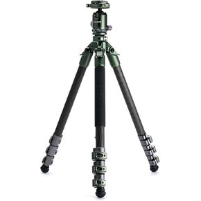 Tilta Travel Ball Head with 3-Stage Carbon Fiber Tripod Legs (5KG) | 11lbs Load Capacity | Arca Quick Release Plate | Multiple Mounting Points | Low-Angle Shooting (Forest Green)