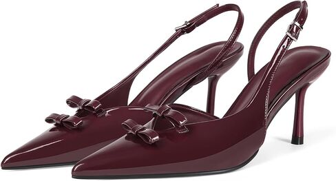 Baobeijiadao المرأة المدببة إصبع القدم مضخات Slingback القوس الكعوب مغلقة اصبع القدم الصنادل كعب تنزلق على حذاء اللباس للنساء in Kuwait