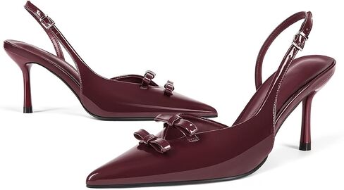 Baobeijiadao المرأة المدببة إصبع القدم مضخات Slingback القوس الكعوب مغلقة اصبع القدم الصنادل كعب تنزلق على حذاء اللباس للنساء in Kuwait
