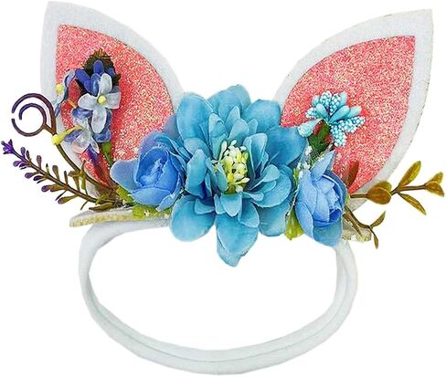 Easter Flower Headband for Baby Girls Bunny Ear Headband Sequins Rabbit Ear Hair Band Toddler Infant Floral Headband in Saudi Arabia