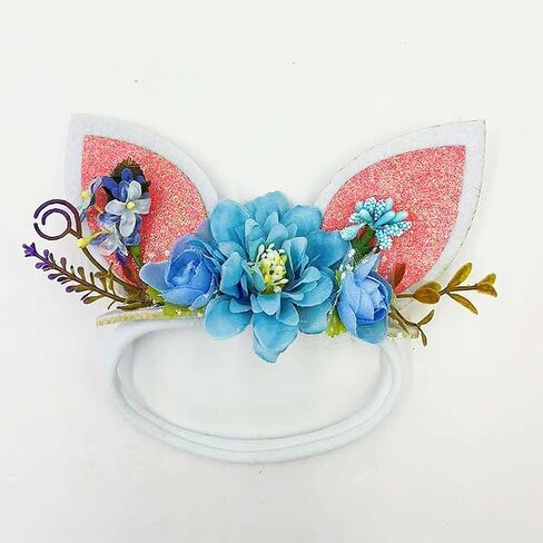 Easter Flower Headband for Baby Girls Bunny Ear Headband Sequins Rabbit Ear Hair Band Toddler Infant Floral Headband in Saudi Arabia
