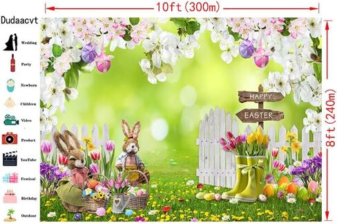 Dudaacvt 8X6FTEaster Backdrop Spring Easter Backdrop Easter Theme Photography Backdrop Easter Children Party Decorations Banner Backdrop D696 in Saudi Arabia