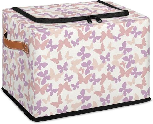 Large Toy Box Collapsible Storage Bins with Lids Closet Storage Baskets for Organizing Shelves Nursery Toy Storage Organizer Boxes for Kids, Boys, Girls (Pink Purple Floral Butterfly) in Saudi Arabia