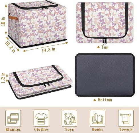 Large Toy Box Collapsible Storage Bins with Lids Closet Storage Baskets for Organizing Shelves Nursery Toy Storage Organizer Boxes for Kids, Boys, Girls (Pink Purple Floral Butterfly) in Saudi Arabia