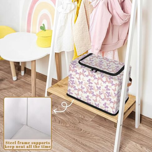 Large Toy Box Collapsible Storage Bins with Lids Closet Storage Baskets for Organizing Shelves Nursery Toy Storage Organizer Boxes for Kids, Boys, Girls (Pink Purple Floral Butterfly) in Saudi Arabia