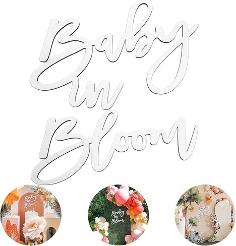 Wooden Baby in Bloom Sign - Baby Shower Party Gender Reveal Girl or Boy Decorations Backdrop Pregnancy Party Wall Photography Background(Gold) in Kuwait