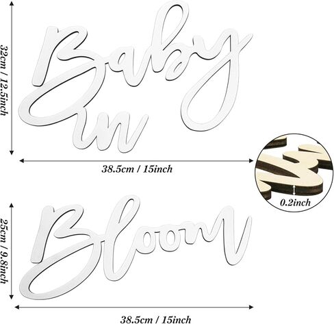 Wooden Baby in Bloom Sign - Baby Shower Party Gender Reveal Girl or Boy Decorations Backdrop Pregnancy Party Wall Photography Background(Gold) in Kuwait